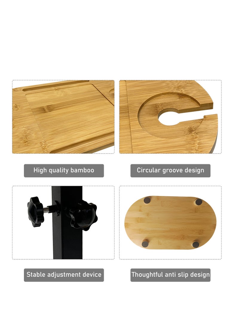 Generic 2 layer bamboo bathtub tray table, adjustable height bathroom storage rack, independent portable bathtub tray, suitable for home bathrooms.  - Image 4