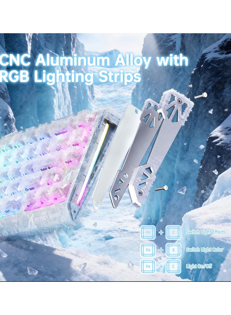 Attack Shark R68HE Carbon Fiber 8000Hz Rapid Trigger Keyboard,0.005mm RT Accuracy 68 Keys Wired Gaming Keyboard with Magnetic Switch,Adjustable Actuation, Rapid Trigger,RGB Lighting for PC/Mac,White - Image 4