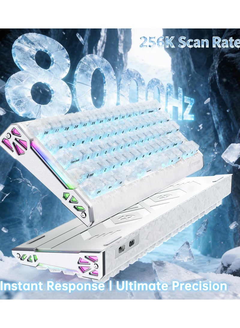Attack Shark R68HE Carbon Fiber 8000Hz Rapid Trigger Keyboard,0.005mm RT Accuracy 68 Keys Wired Gaming Keyboard with Magnetic Switch,Adjustable Actuation, Rapid Trigger,RGB Lighting for PC/Mac,White - Image 2