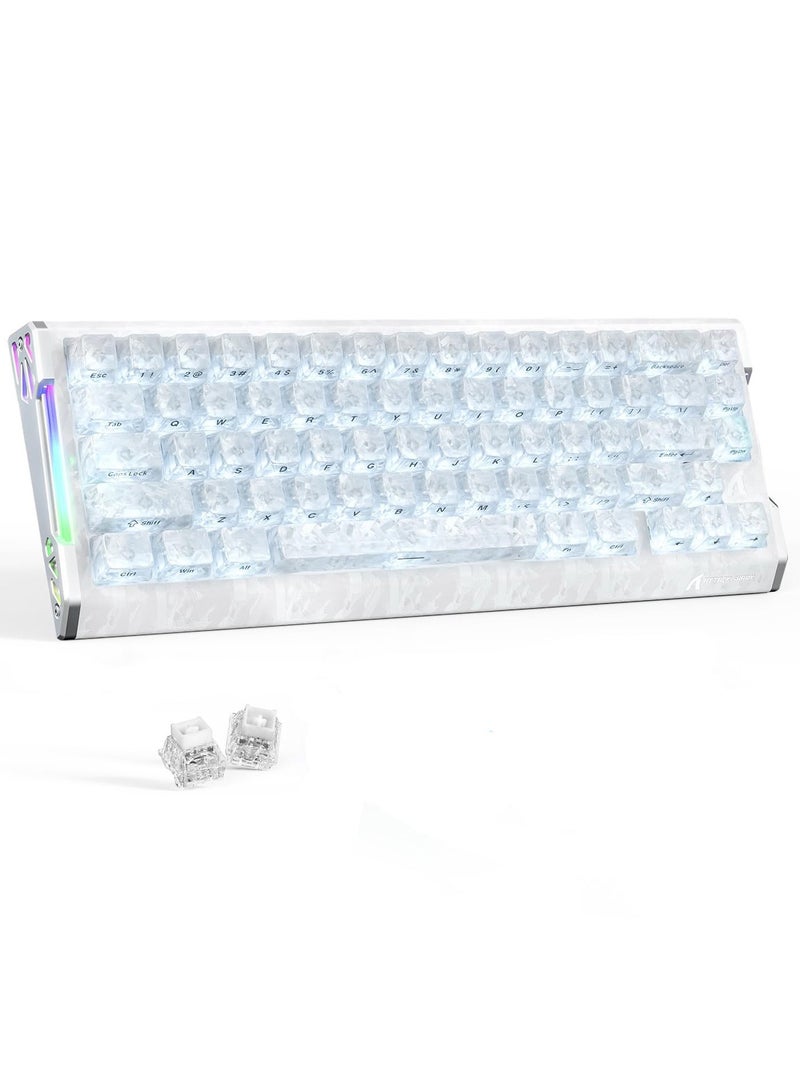 Attack Shark R68HE Carbon Fiber 8000Hz Rapid Trigger Keyboard,0.005mm RT Accuracy 68 Keys Wired Gaming Keyboard with Magnetic Switch,Adjustable Actuation, Rapid Trigger,RGB Lighting for PC/Mac,White - Image 1