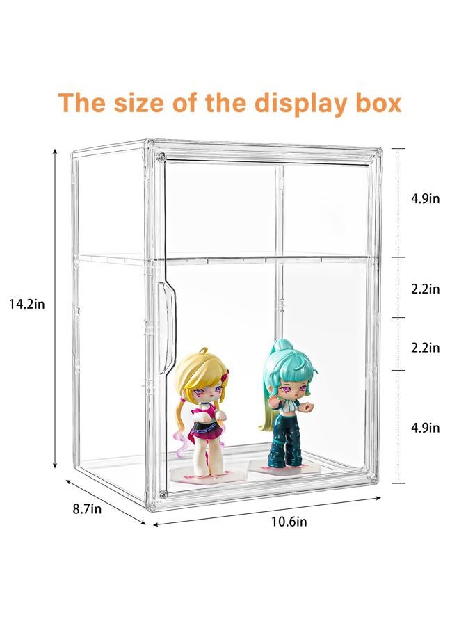 Amllas Acrylic Display Case for Collectibles, Clear Acrylic Display Box with 3 Adjustable Layers and Magnetic Door, Stackable Clear Storage Box/Bins for Figures,Lego, Book - Image 5