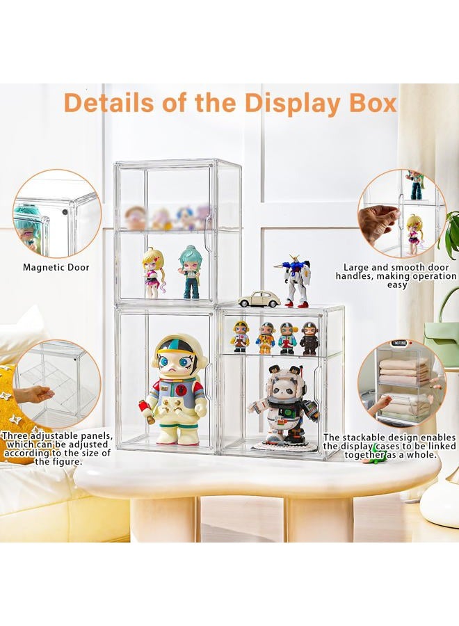Amllas Acrylic Display Case for Collectibles, Clear Acrylic Display Box with 3 Adjustable Layers and Magnetic Door, Stackable Clear Storage Box/Bins for Figures,Lego, Book - Image 4