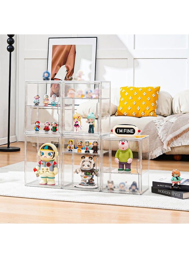 Amllas Acrylic Display Case for Collectibles, Clear Acrylic Display Box with 3 Adjustable Layers and Magnetic Door, Stackable Clear Storage Box/Bins for Figures,Lego, Book - Image 2
