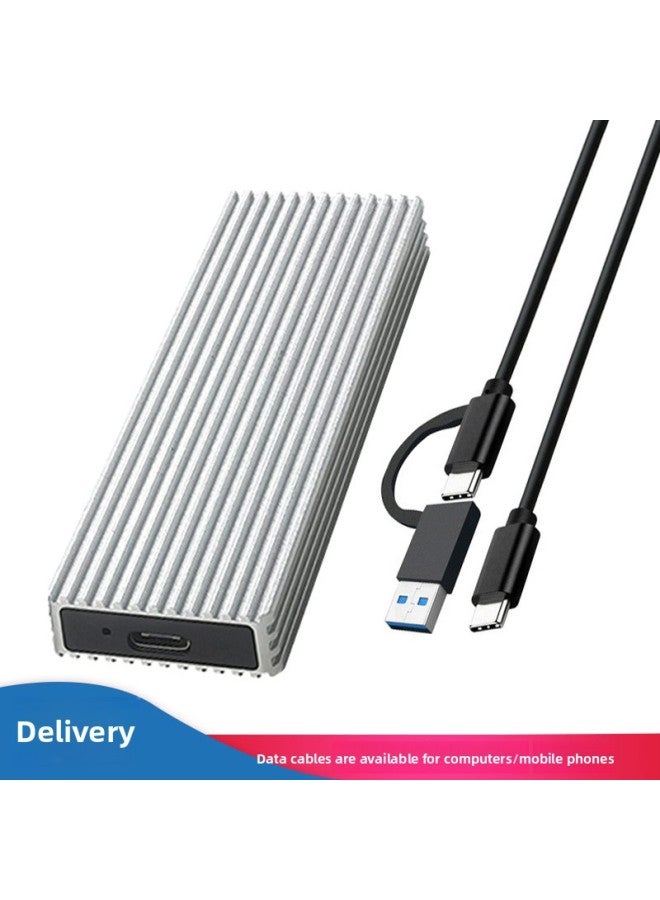 M.2 Hard Disk Box USB3.1Type-C Transfer M.2NGFF Solid State Hard Disk Box Metal External Mobile Hard Disk Box-Color:TN11 Silver-CCA