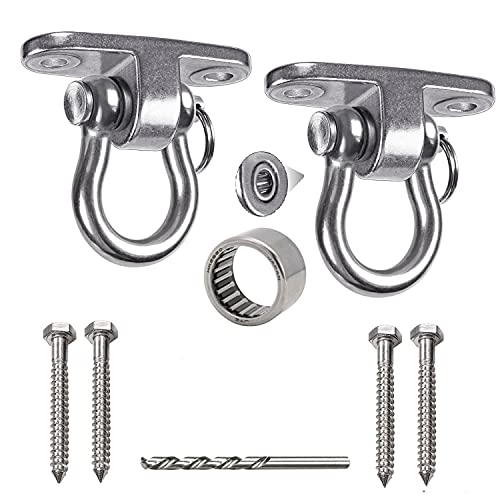Dakzhou 2-Pack Stainless Steel Swing Hangers,Slient Bearing Swing Hanger, Anti-Rust Heavy Duty 180° Rotary Swing, 1500LB Wooden Yoga Hammock Chair, Sandbag Porch Swing - Image 1