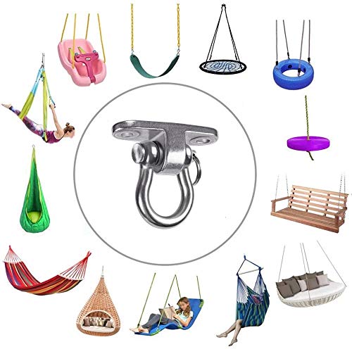 Dakzhou 2-Pack Stainless Steel Swing Hangers,Slient Bearing Swing Hanger, Anti-Rust Heavy Duty 180° Rotary Swing, 1500LB Wooden Yoga Hammock Chair, Sandbag Porch Swing - Image 2