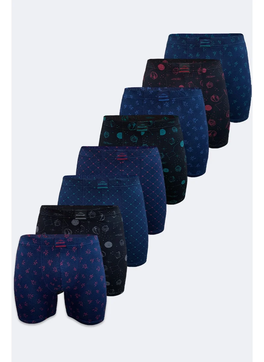 Malabadi Men's Patterned 8 Pack Modal Long Boxer 8 Pieces 8M250