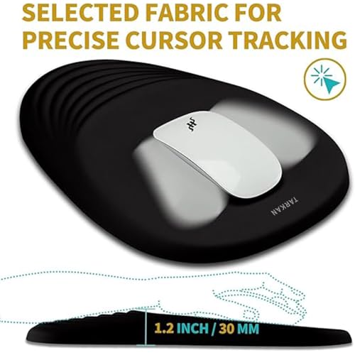 Tarkan Ergonomic Mouse Pad, Memory Foam Wrist Rest Pain Relief Mousepad with Non-Slip PU Base (Waves | Black) - Image 4