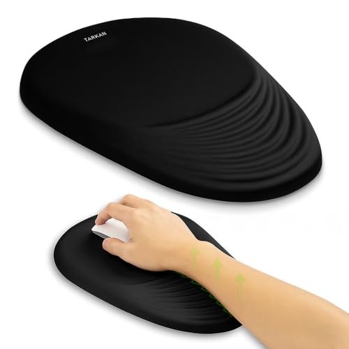 Tarkan Ergonomic Mouse Pad, Memory Foam Wrist Rest Pain Relief Mousepad with Non-Slip PU Base (Waves | Black) - Image 1
