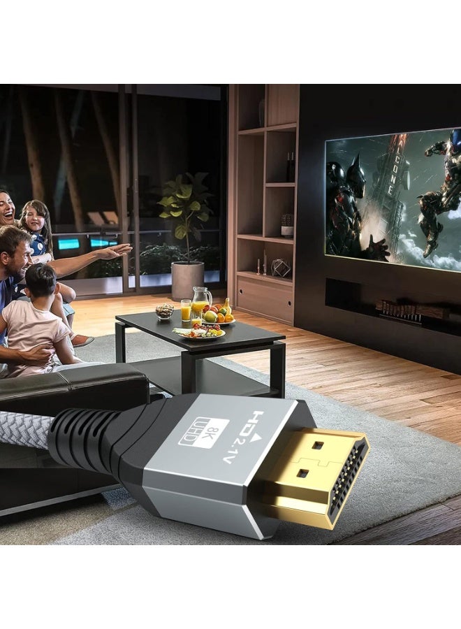كابل HDMI 2.1 فائق السرعة – يدعم دقة 8K بمعدل 60 هرتز، ودقة 4K بمعدل 120 هرتز، وسرعة نقل بيانات تصل إلى 48 جيجابت في الثانية، وتقنية HDR، وتقنية eARC، وتقنية VRR (طوله متر واحد) - Image 2