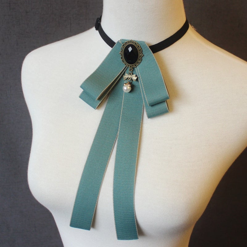 Solid Casual Ribbon Bow Tie Unisex Shirt Accessory 06-light green