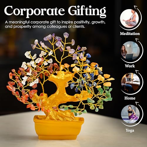 ZAICUS Seven Chakra Crystal Tree Showpiece – Handmade Gemstone Tree for Healing, Positivity & Home Décor – Feng Shui Good Luck Gift (6 x 4 inch) - Image 3