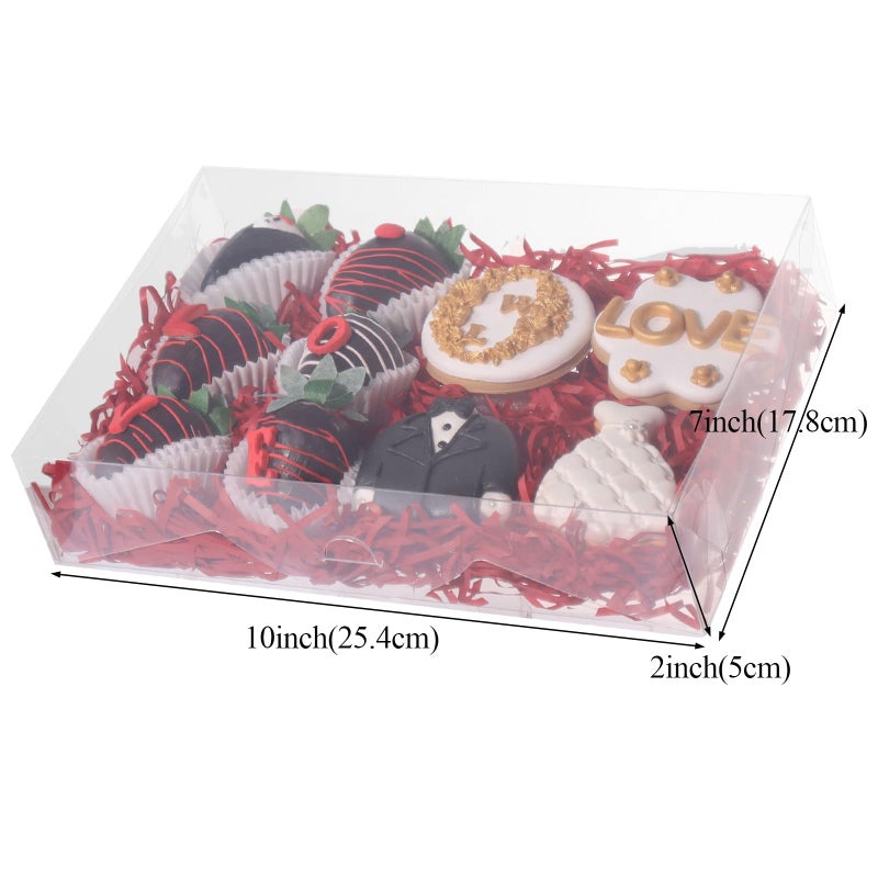 RomanticBaking 10PCS 10x7x2 inches Clear Bakery Boxes for Strawberry,Cookies, Macaron,Gift Treat Boxes for Party Favors - Image 3