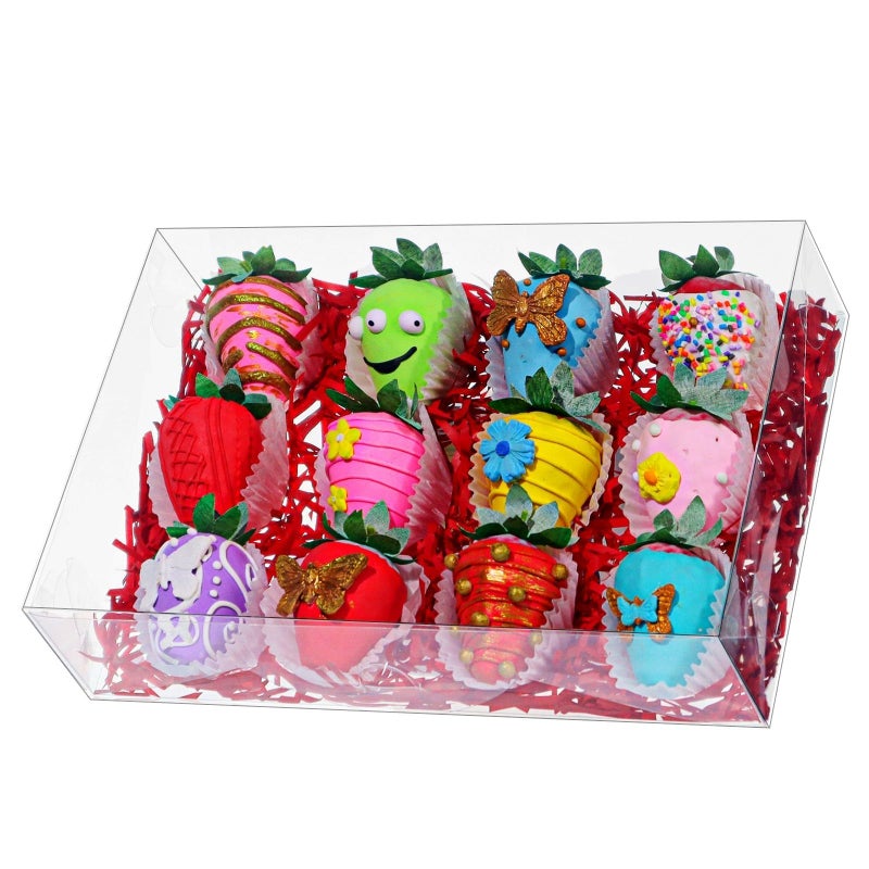 RomanticBaking 10PCS 10x7x2 inches Clear Bakery Boxes for Strawberry,Cookies, Macaron,Gift Treat Boxes for Party Favors - Image 1