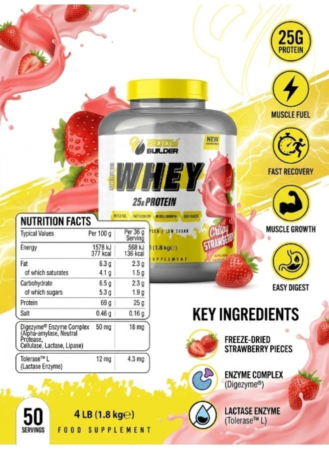 Body Builder Premium Whey Protein Crispy Strawberry 4lbs