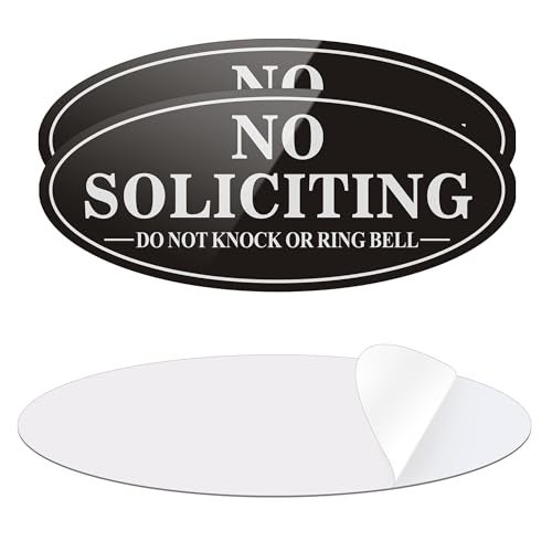 MongFun No Soliciting Sign for House, 2 Pack Self-Adhesive Aluminum Metal No Solitation Do Not Knock or Ring Bell Sign, 7.0 x 3.0 inches Rust Free Signs for Door and Wall (Black/White) - Image 1