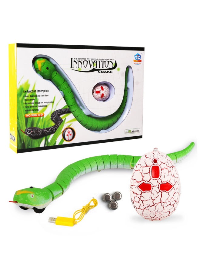 لعبة الزواحف التي يتم التحكم فيها عن بعد، 45 نمط محاكاة حيوانات مزحة، وحدة تحكم تفاعلية محمولة، مادة بلاستيكية لجميع الأعمار - اللون: 9909A-D جهاز تحكم عن بعد بالأشعة تحت الحمراء أخضر ثعبان 279 جرام - Image 1