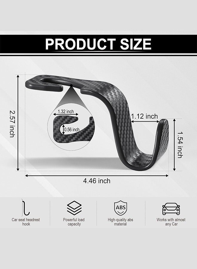 4Pack Car Seat Headrest Hook, Car Seat Backpack Hooks Black S Type for Handbag Purse Grocery Bags- Carbon Fiber Black - Image 4