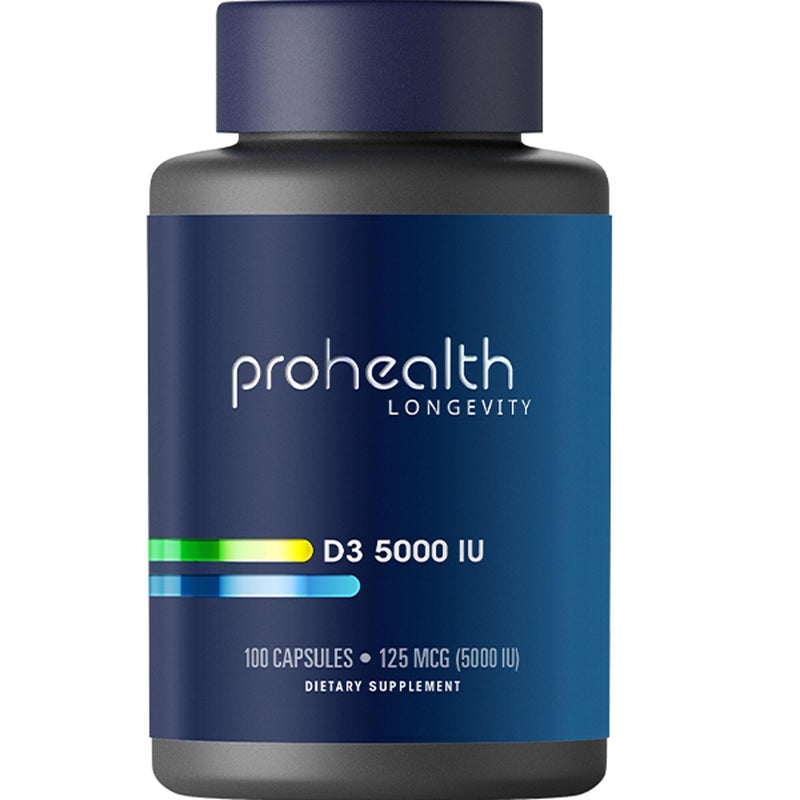 فيتامين د3 (Vitamin D3) بتركيز 5000 وحدة دولية من ProHealth - عبوة 100 كبسولة