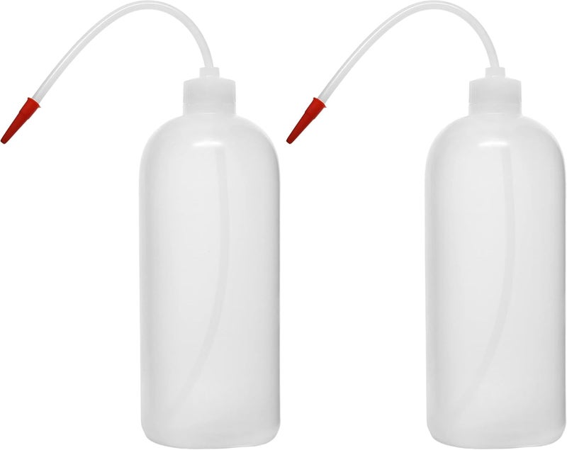 EISCO Wash Bottle, 1000ml - Polyethylene - Translucent, Unbreakable - Screw Cap with Flexible Delivery Tube for Dispensing Liquid - Includes Tube Cap (Pack of 2) - Image 1