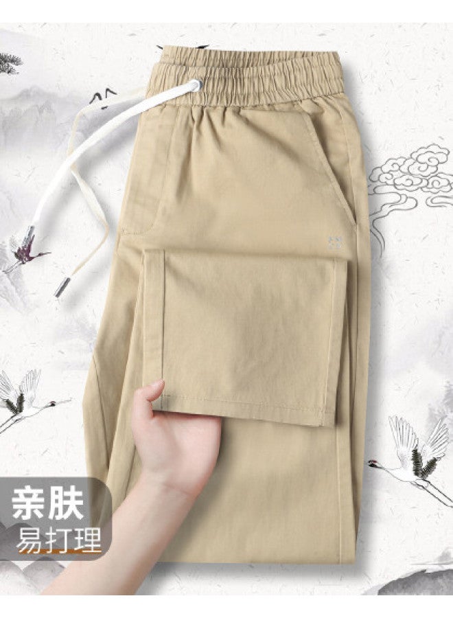 Fomoce men's Fashion Casual Drawstring Elastic Waist Comfortable Straight-leg Pants For Autumn - Image 1