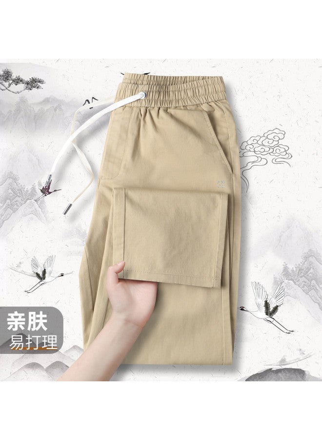 Fomoce men's Fashion Casual Drawstring Elastic Waist Comfortable Straight-leg Pants For Autumn - Image 2