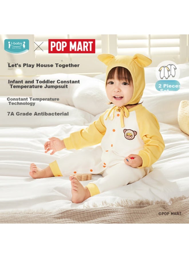 Ibaby/english Baby Sweet Bean Collaboration Newborn Clothes, Baby Romper, Spring And Autumn Long-sleeve Split-leg Sleeping Bag, 2-piece Set - Image 4