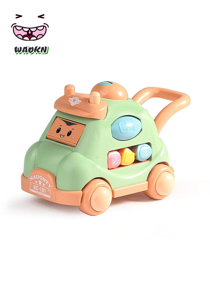 WAOKN Children's Sound and Light Toy Stroller, Children's Toy Stroller That Switches Expressions by Pressing Buttons, with Gorgeous Lights and Music (Green) - Image 1