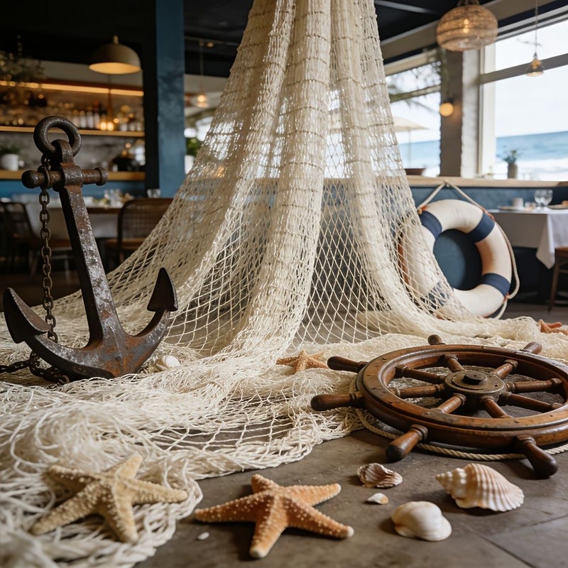 1pc Handmade White Fishing Net Wall Decorations Rope Nets Ocean Themed Fabric Panels 200x400cm 78.7x157inch For Hawaii Beach Parties Summer Photo Backdrops Halloween Christmas Easter Thanksgiving Home Decor - Image 5