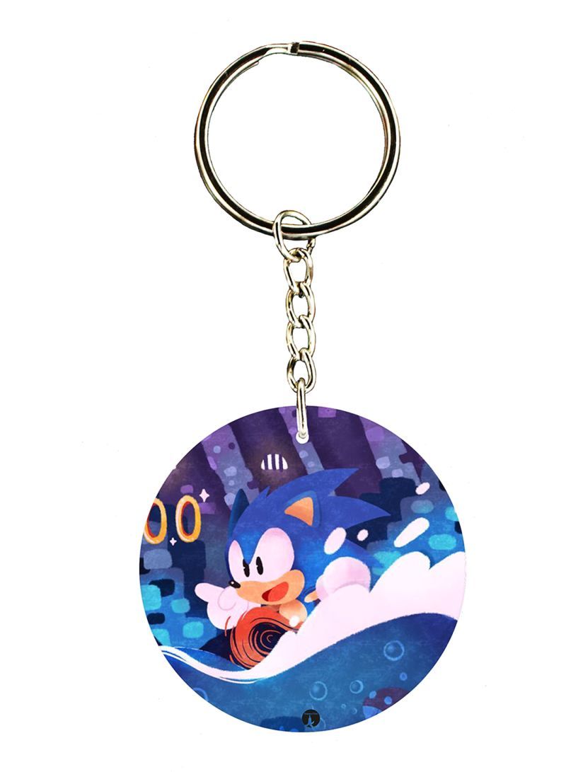 Keychain Of The Video Game Sonic ( 2 Sides)