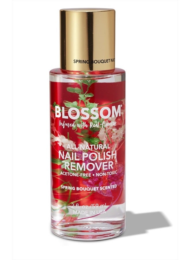 Blossom All Natural, Scented, Organic Plant-Based, Vegan, Cruelty Free, Acetone Free Nail Polish Remover, Infused with Real Flowers, Made in USA, 2 fl. oz, Spring Bouquet - Image 1