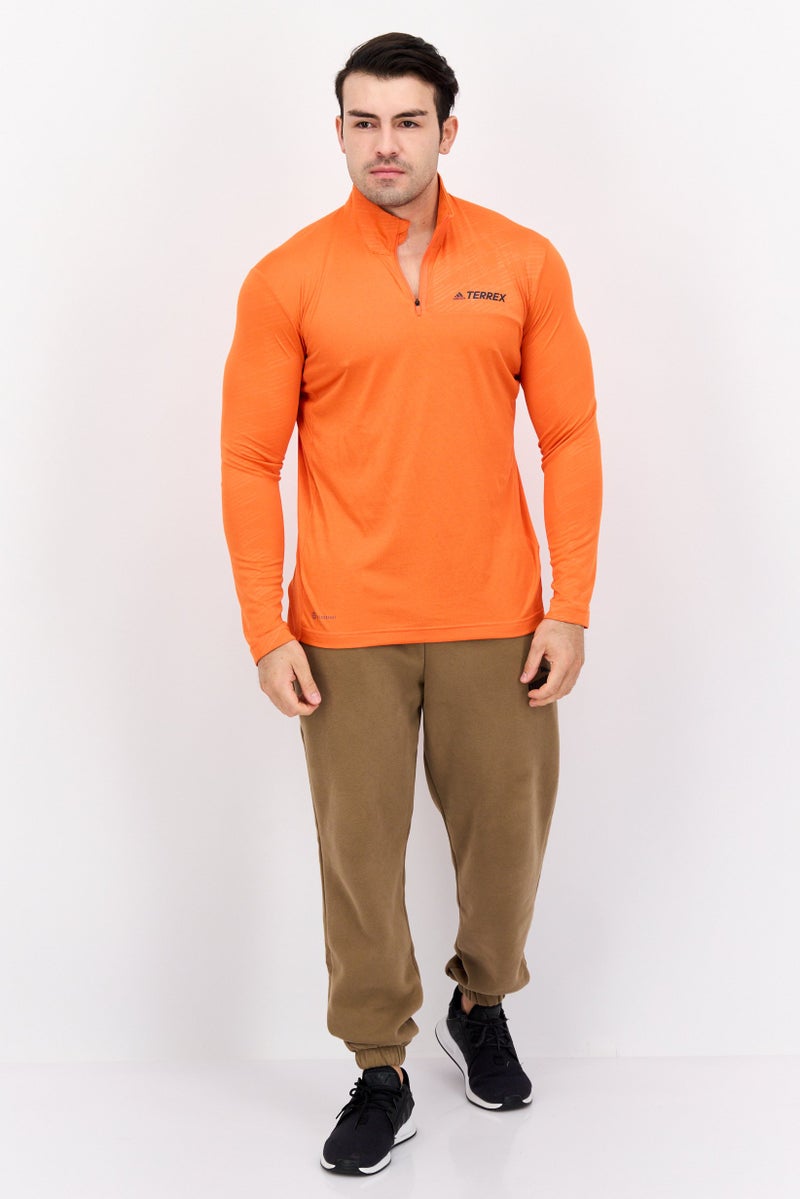 Adidas Men Sportswear Fit Long Sleeve Hiking T-Shirt, Orange - Image 4