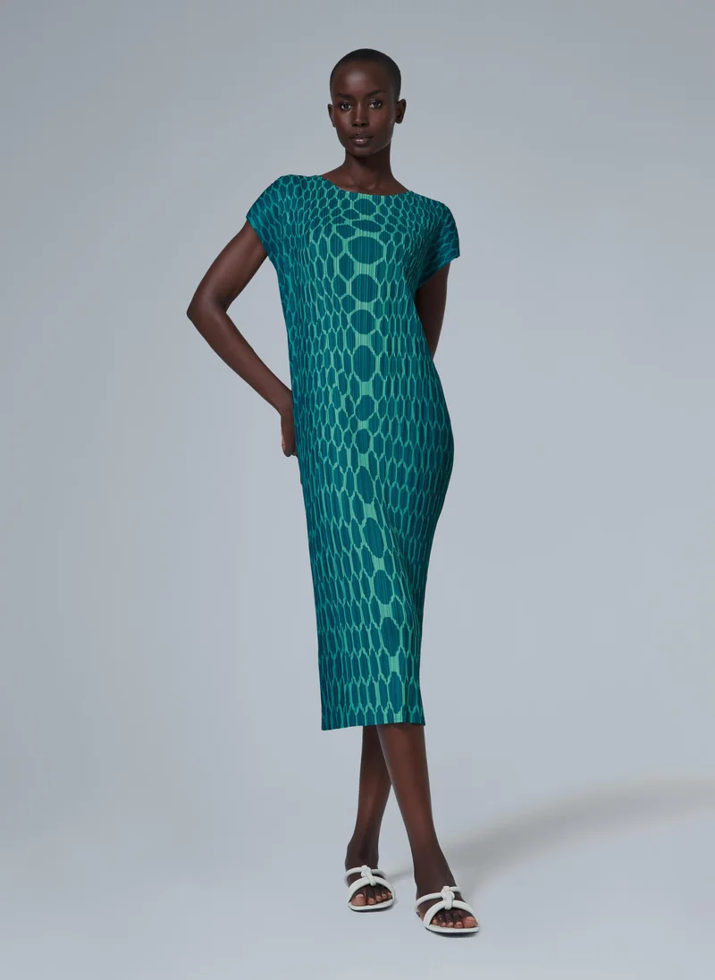 ليم Ombre Plisse Dress