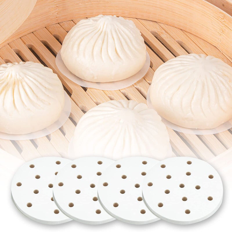 400Pcs Small Bamboo Steamer Liners Nonstick Mini Steam Paper for Steamed Buns Dumplings4in