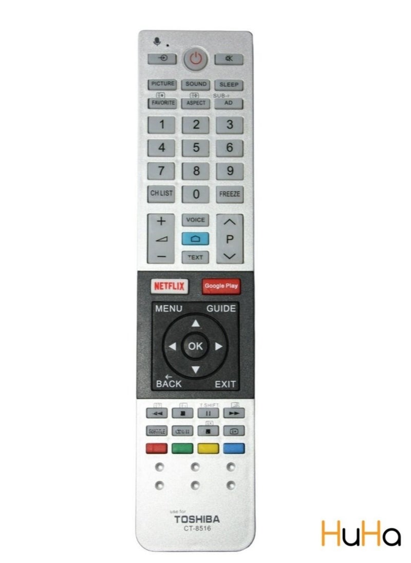 HuHa - CT-8516 Replacement Remote Control fit for Toshiba HDMI LED LCD TV 49U9750 55U9750 65U9750 43U7750VE 43U7750VN 49U7750VE 49U7750VN 55U7750VE 55U7750VN 65U7750VE 65U7750VN 75U7750VE 75U7750VN - Image 1