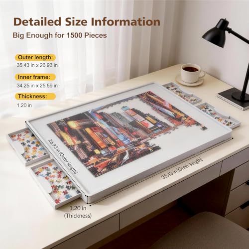 BuilderButler Lightweight 1500 Pieces 2in1 Tilting Rotating Puzzle Board 3425x2559 Portable Plastic Puzzle Table for Mom - Image 5