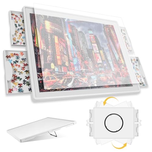 BuilderButler Lightweight 1500 Pieces 2in1 Tilting Rotating Puzzle Board 3425x2559 Portable Plastic Puzzle Table for Mom - Image 1