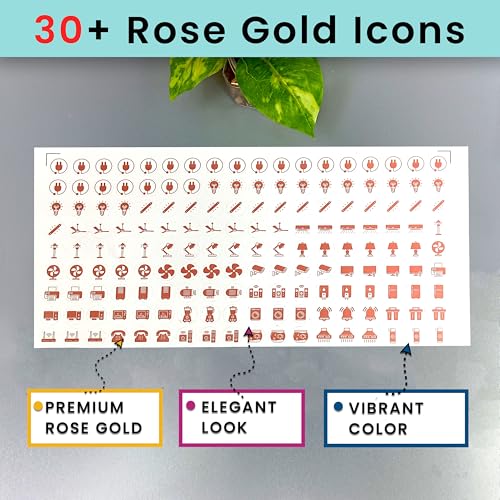 SWAGSTATION Rose Gold Switch Board Stickers for Home | 500+ Appliance Labels with 30+ Icons | Fan Light AC Fridge Label Stickers | Decorative Modular Switch Panel Organizer for Classy Interiors - Image 3