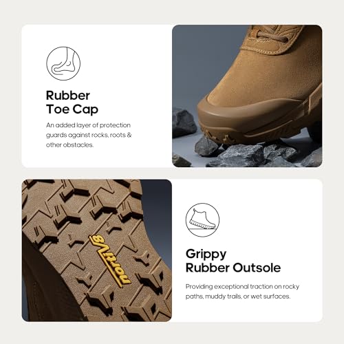 NORTIV 8 Men's Waterproof Military Tactical Work Boots Leather Motorcycle Combat Lightweight Non-Slip Hiking Boots for Men VaporGuard,Size 10,Coyote,SNMT246M - Image 2