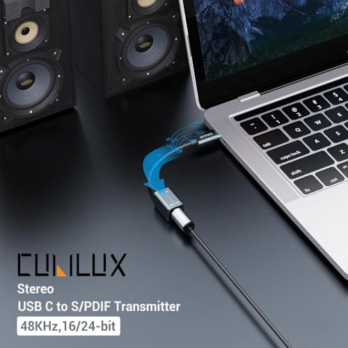 Cubilux USB to S/PDIF Transmitter for Music Playing, USB C to TOSLINK Output Adapter (Stereo Sound), USB Optical Audio Converter Suitable for iPhone 17/16/15 Series - Not for 7.1/5.1, NOT for TV - Image 2