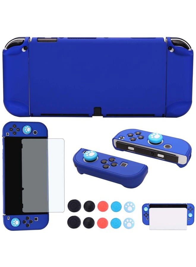 COMCOOL Dockable Case for Nintendo Switch OLED 2021 - Cute Protective Cover Accessories for Nintendo Switch OLED 7 Inch Joy-Con Controller with Screen Protector Thumb Grips - Dark Blue - Image 1