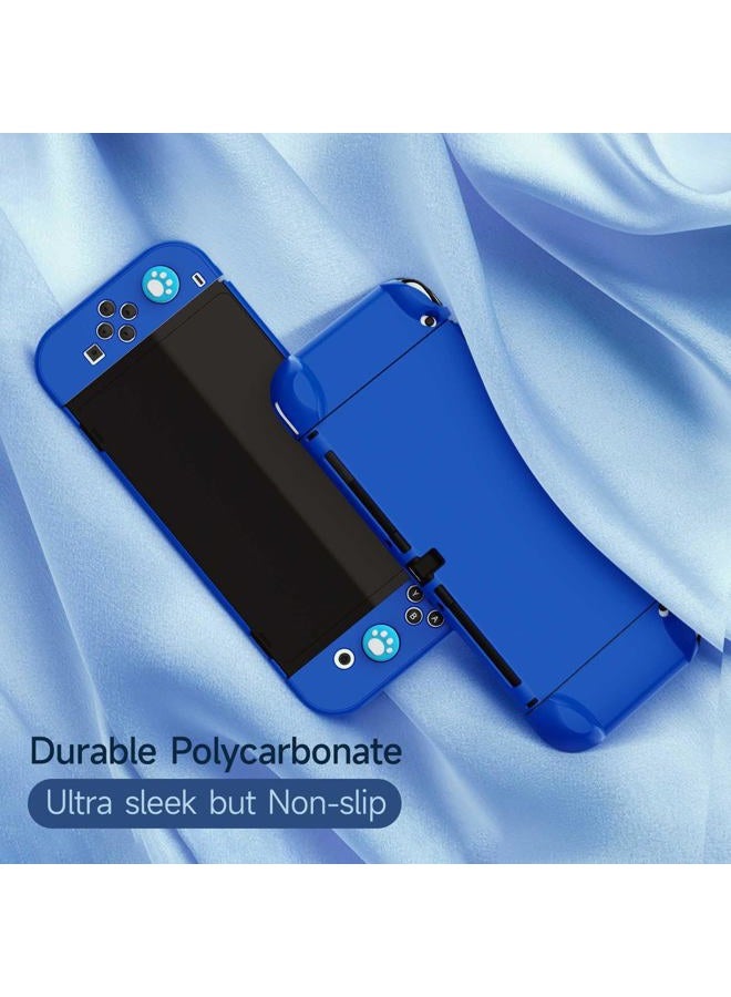 COMCOOL Dockable Case for Nintendo Switch OLED 2021 - Cute Protective Cover Accessories for Nintendo Switch OLED 7 Inch Joy-Con Controller with Screen Protector Thumb Grips - Dark Blue - Image 5