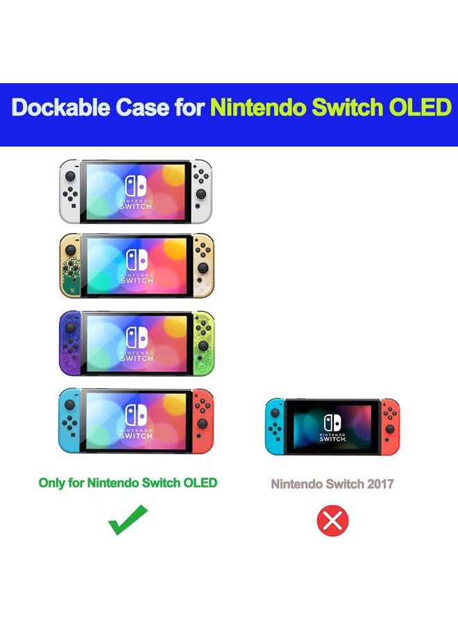 COMCOOL Dockable Case for Nintendo Switch OLED 2021 - Cute Protective Cover Accessories for Nintendo Switch OLED 7 Inch Joy-Con Controller with Screen Protector Thumb Grips - Dark Blue - Image 2