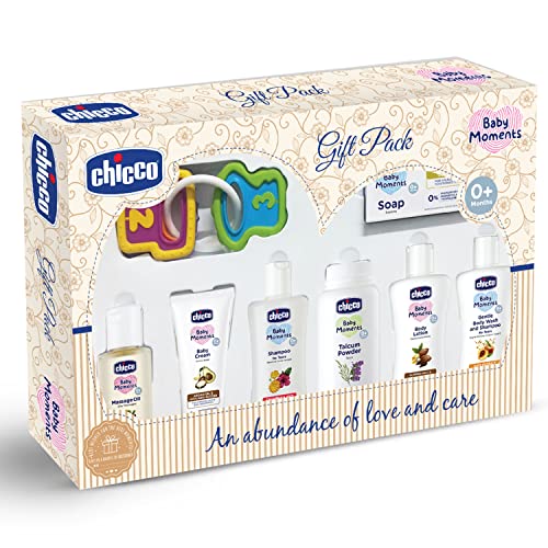Chicco Baby Moments Delight Gift Pack Beige, Ideal Baby Gift Sets for Baby Shower, Newborn Gifting, New Parents, Birthdays, New Advanced Formula with 0% Phenoxyethanol, 0m+ (8 Items) - Image 1