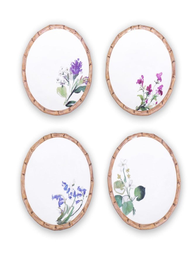 Beatriz Ball VIDA Bamboo Floral Salad Plates Set of 4 (White and Multi) - Image 1
