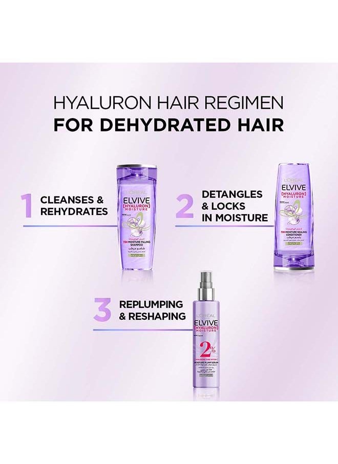 L'OREAL PARIS Elvive Hyaluron Moisture Shampoo 600ml + 400 ml Dual Pack For Dehydrated Dry Hair  - Image 2