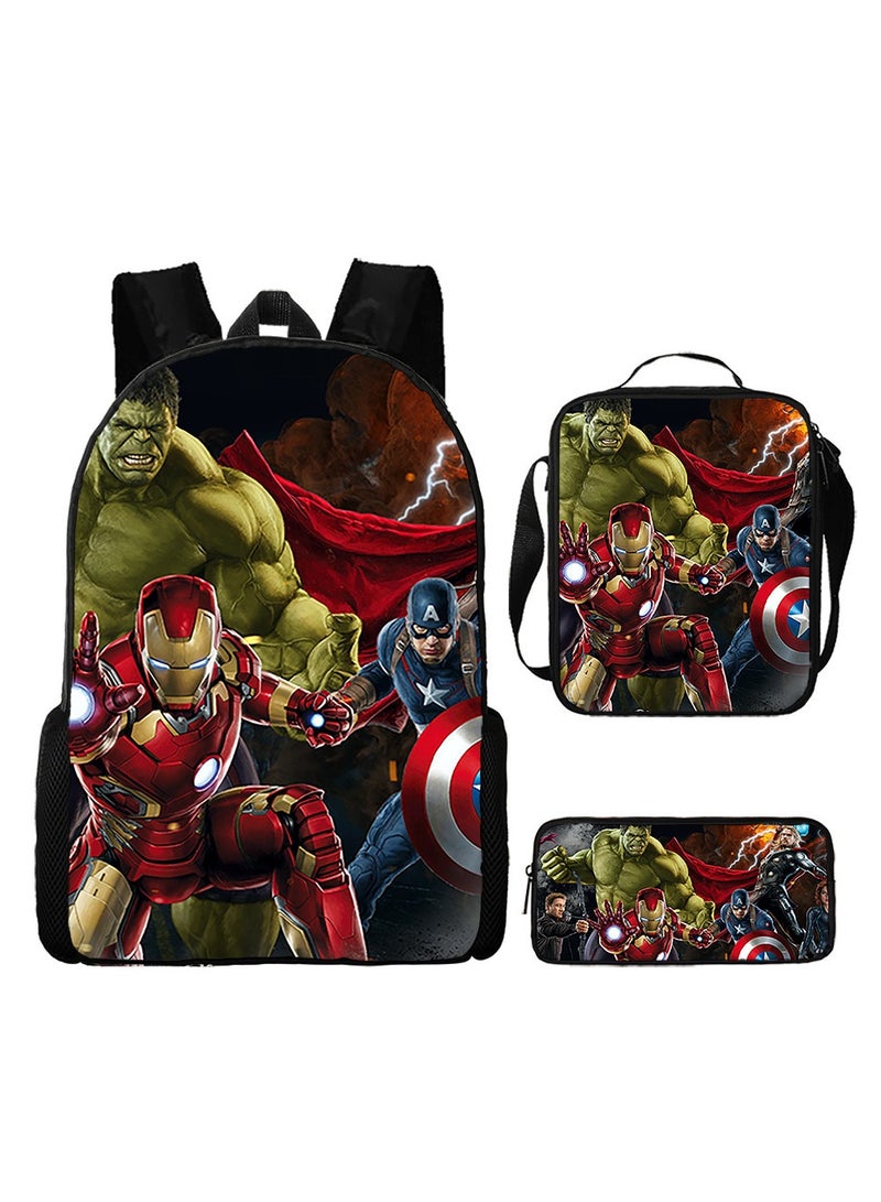 Spiderman Three-Piece Cartoon Backpack For Primary School Students 29*42*16cm