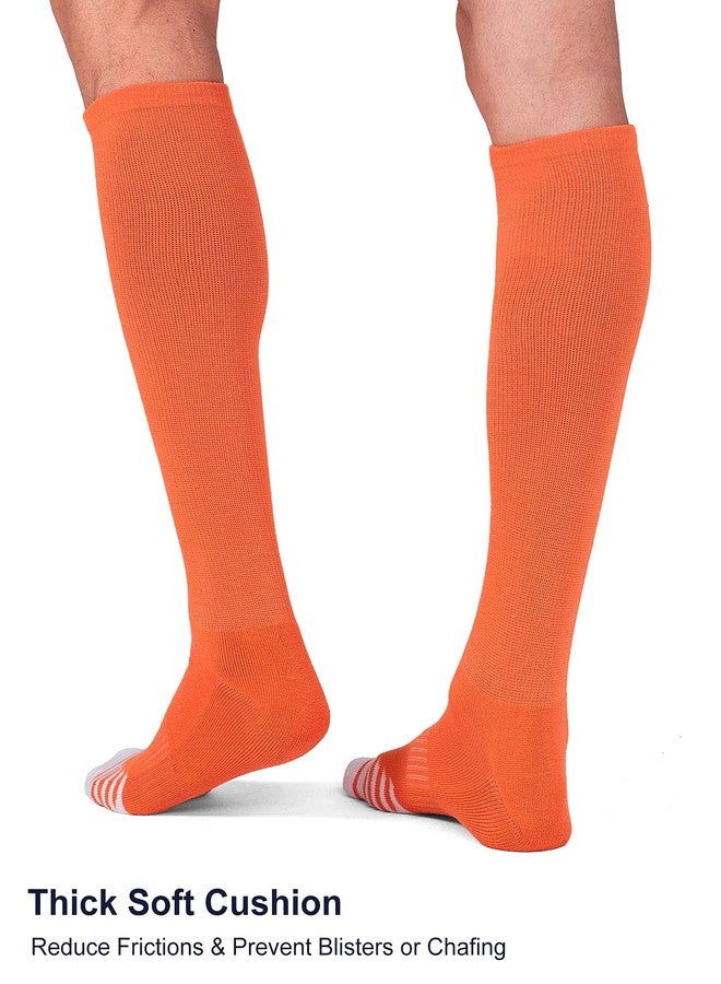 FITRELL 2 Pack Baseball Soccer Softball Socks for Youth Men & Women Over-the-Calf Knee High Socks Sports Tube, Orange, Medium - Image 5