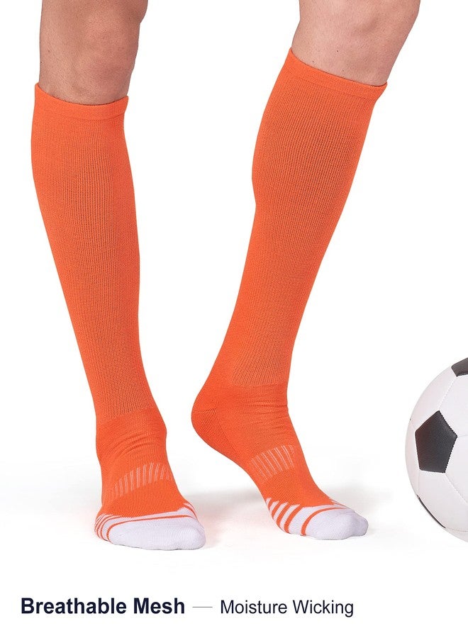 FITRELL 2 Pack Baseball Soccer Softball Socks for Youth Men & Women Over-the-Calf Knee High Socks Sports Tube, Orange, Medium - Image 2
