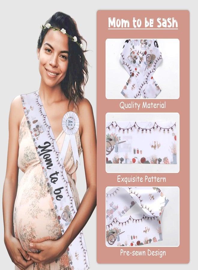 Serencatcher Locally Grown Baby Shower Decorations, Farmer's Market Mom to Be Sash Fruit and Vegetable Mom Dad to Be Pin White Flower Crown Headband for Gardener Theme Farm Baby Shower Party Favors - Image 4